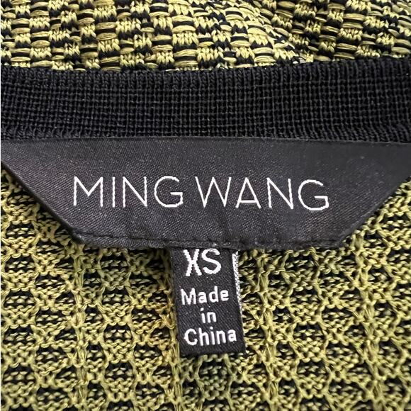 Ming Wang Knit Textured Open Sweater Jacket in Green w/ Black Trim Size XS - Picture 4 of 8